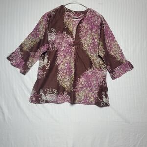 Kiyomi Tunic Top Peasant small brown purple pink